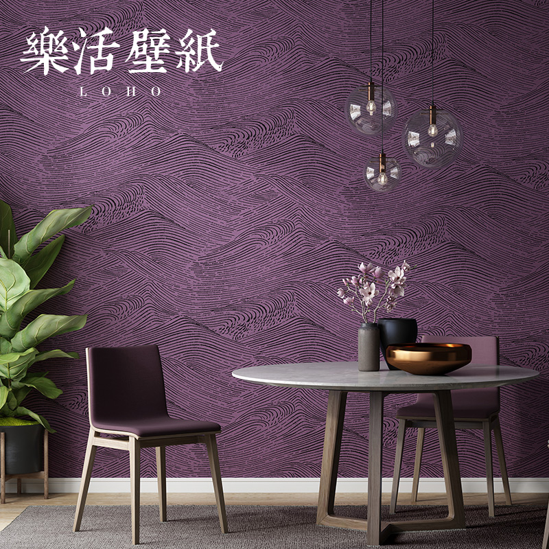 Retro Purple Day Surf Waves Wallpaper Unwoven Fabrics Light Extravagant China Wind Living Room Bedroom Wallpaper Chinese