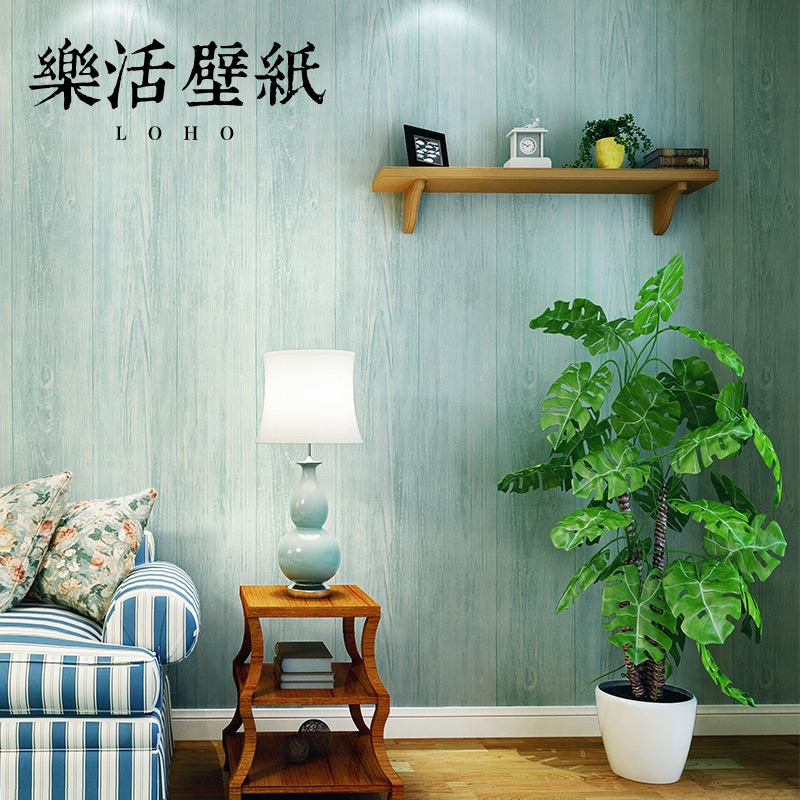 Nordic Style Blue White Retro Wood Grain Wallpaper American Bedroom Living Room Background Wall Unwoven Wallpaper Light Extravagant
