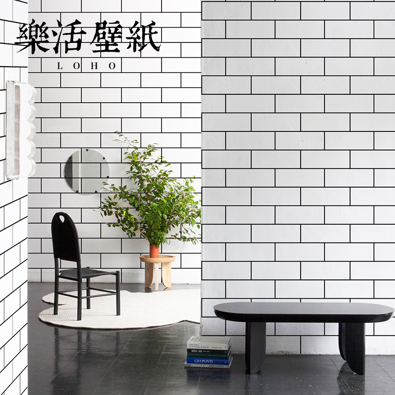 Nordic Black And White Plaid Wallpaper White Brick Brick Brick White Brick Imitation Brick Living Room Clothing Shop Wallpaper Milk Tea Shop Waterproof