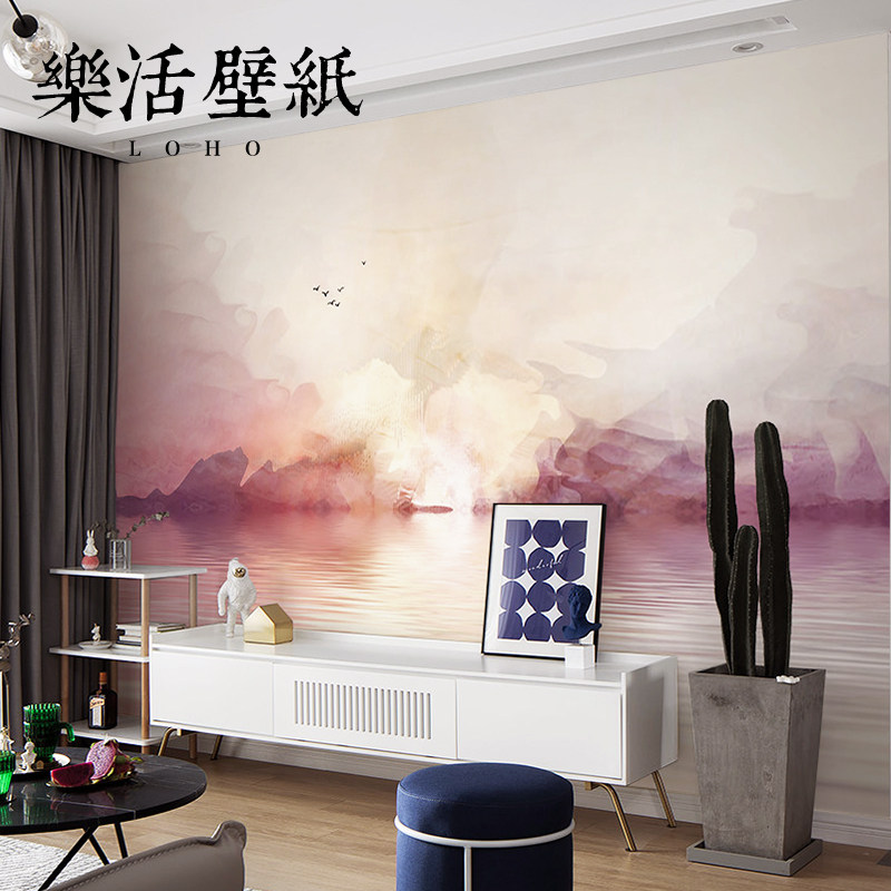New Chinese abstract landscape bedroom living room mural TV sofa background wall wallpaper seamless wall covering 2021 new