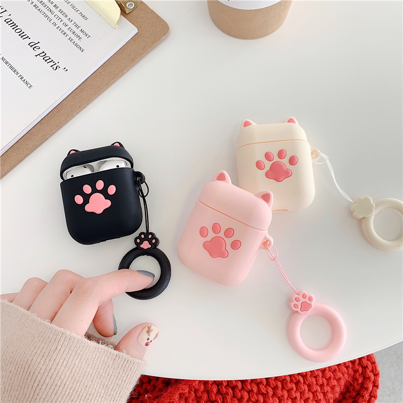 Stereo cute Fat goods Cat Airpods Protective Casing Apple Headphones Sleeve Airpods Protective Shell Silicone Anti-Fall Box Shell Sleeve 1 2 Generation New Personality Creative Women's Lovers Ins