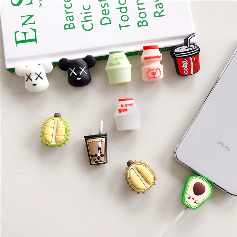 Apple data cable protective cover anti-break Korean women's silicone new cute super cute personality creative male cartoon ins style