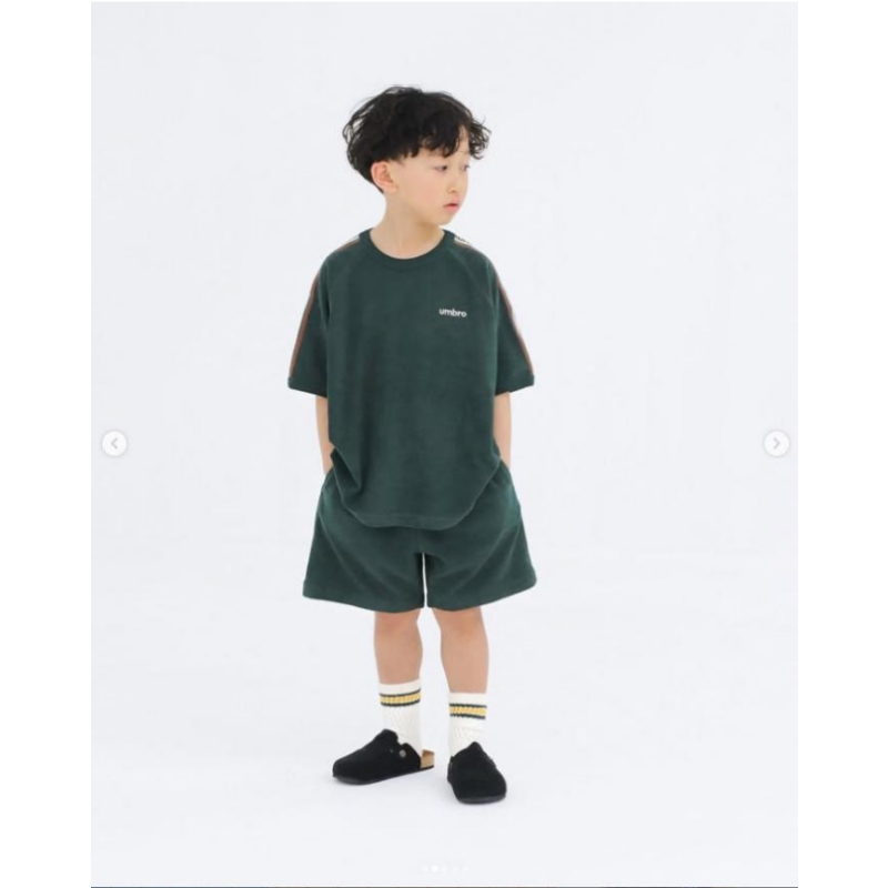 150~170 Size 26 Summer Export Japanese Trendy Brand Umbro Children's Towel Material Loose Short-Sleeved Shorts Sports Suit