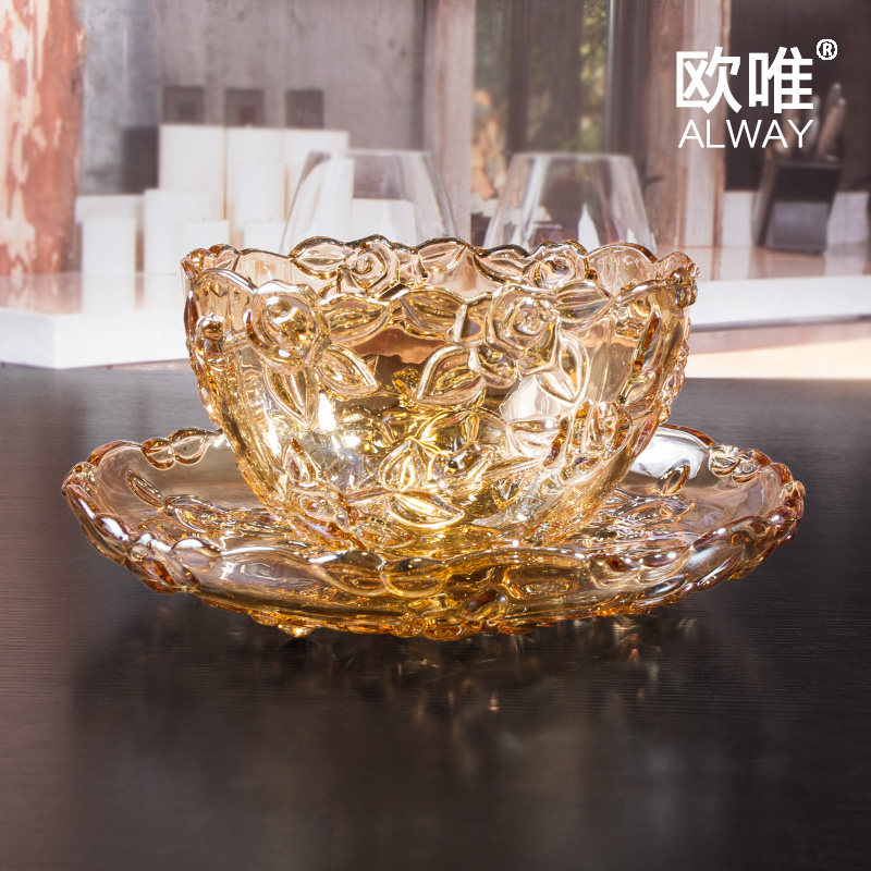 European-style crystal glass fruit plate modern creative living room fruit plate lead-free glass plate European-style candy plate fruit bowl