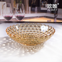 Glass fruit plate Nordic style modern creative living room snack plate Net red crystal glass fruit plate simple and transparent