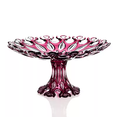 Ou Wei creative hollow large glass fruit plate European high foot fruit plate dried fruit plate living room decoration decoration