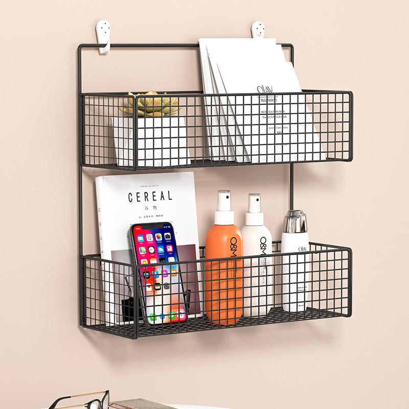 Wall-placing frame without punching wall hanging dormitory to collect bookshelf wall-mounted shelf wall wall laying iron