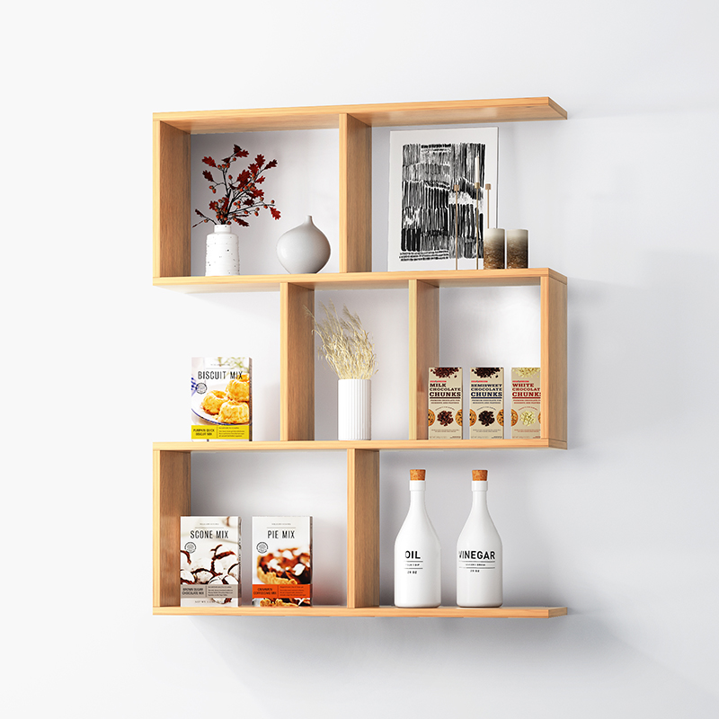 Wall Shelf Creative Wall-mounted Solid Wood Bookshelves Living-room Wine Racks Bedroom Wall Deco Wall Decorative Partitions Hung Wall Holding Layer Shelf
