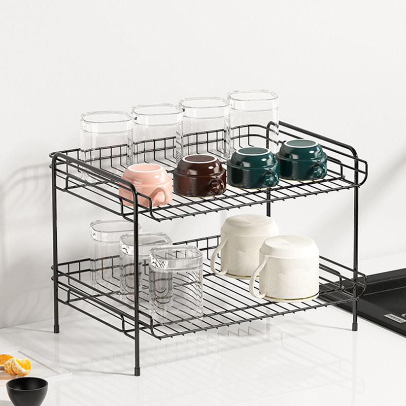 Water cup shelf shelf drain water multi-layer table top put cup storage rack pantry cup holder tea cup place double layer