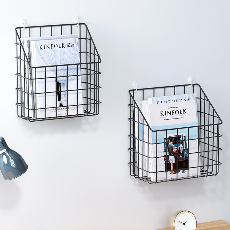 Wall bookshelf punch-free wall hanging rack bedside magazine storage toilet wall hanging wall powder room wall type