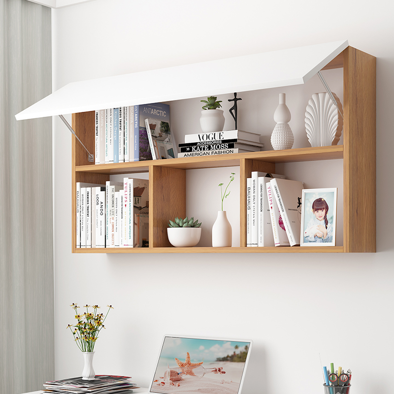Solid Wood Wall Bookshelf Hanging Wall Hanging Cabinet Bookcase Wall Cabinet Wall-mounted Shelve Wall Cabinet Disposal Cabinet Balcony Containing Cabinet