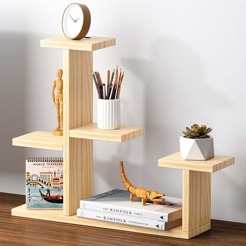Solid wood desktop rack display stand desk storage office table small shelf put cups and cups shelf