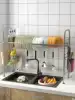 Kitchen sink drain rack Sink dishes and chopsticks shelf Stainless steel sink countertop multi-layer storage