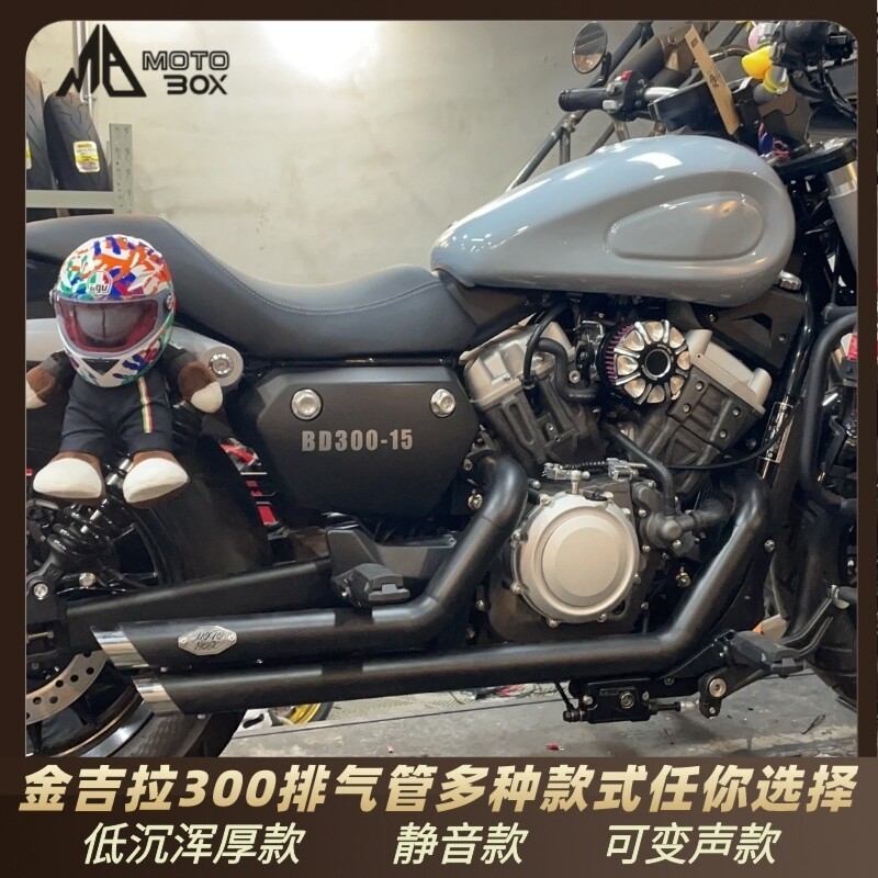 Chinchilla BD300 Modified Harley VH Exhaust Two Out Two Stainless Steel Diagonal Exhaust Straight Silenced Straight Mount