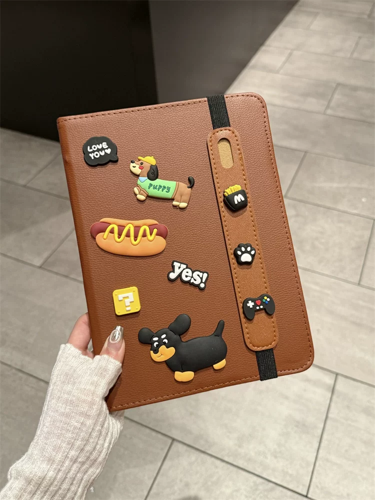 Чехол из натуральной кожи Dachshund 360° вращающийся, подходит для iPad 11, защитный чехол 10.2 дюйма с карманом для стилуса, Apple Air 4/5, чехол для планшета 10.9, flip-top, против сгибания, mini67 подставка, против падения