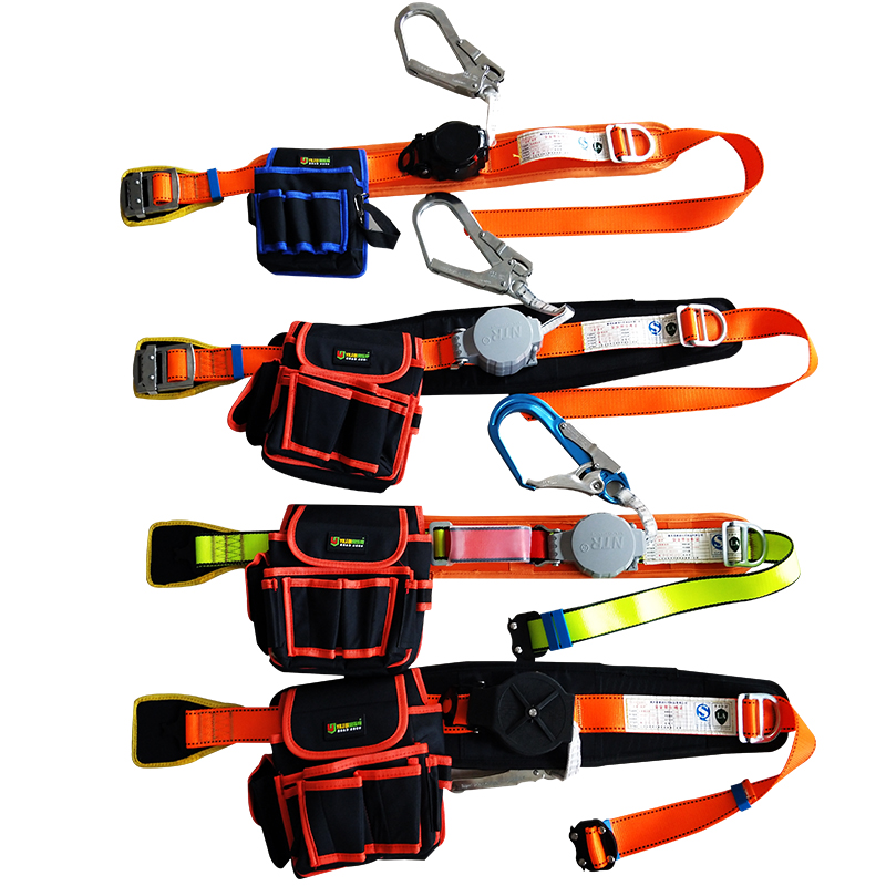 Aerial work harness anti-fall suspension single waist telescopic speed differential seat belt outdoor safety rope set