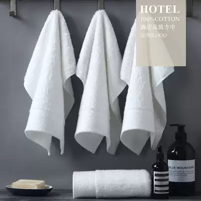 Custom LOGO hotel small square towel pure cotton absorbent face wash white towel dining room hotel five-star hand scrub face towel