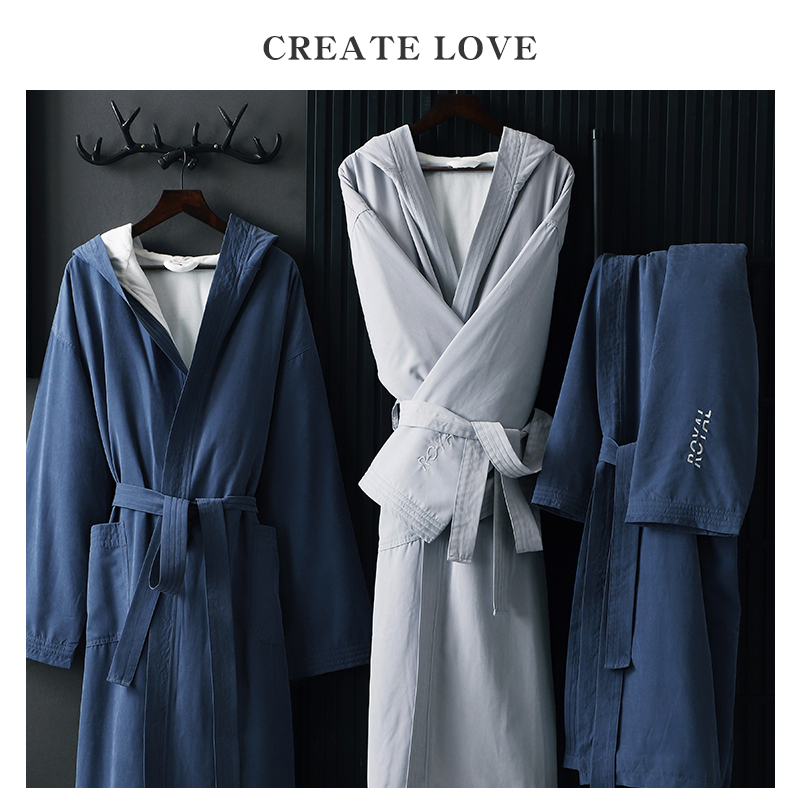 Bathrobe men's summer couple dressrobe bathrobe four seasons more general than pure cotton water absorption thin hotels