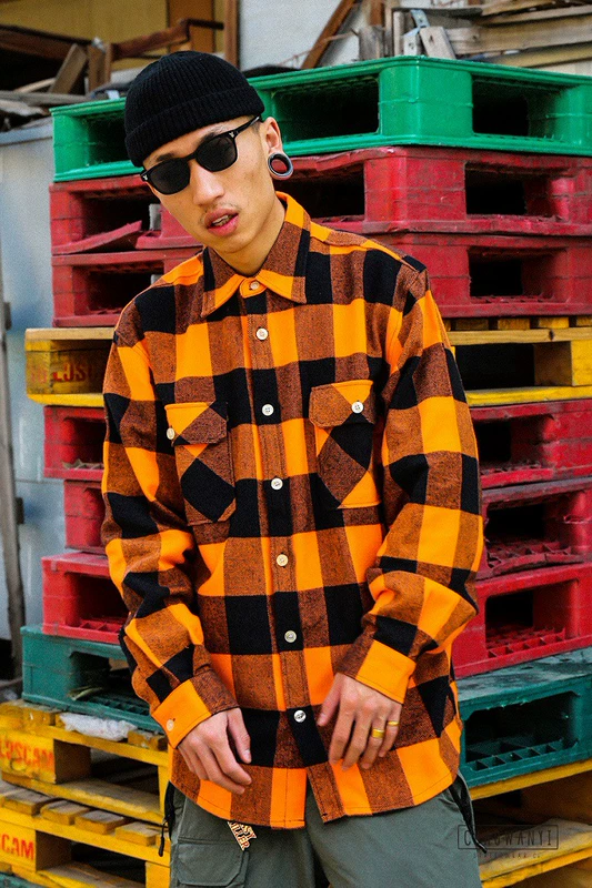 Đồ chơi hợp thời trang ROTHCO đường phố kẻ sọc retro flannel áo sơ mi oversize - Áo