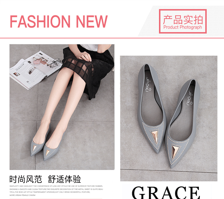 18 mới thời trang nhọn giày thạch nữ phẳng ngắn mưa khởi động nông miệng bãi biển giày dép của phụ nữ kỳ nghỉ hoang dã ủng đi mưa cao su