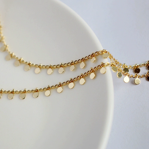 Позолоченная цепочка ручной работы, браслет, ожерелье, аксессуары, 14 карат, золотой цвет