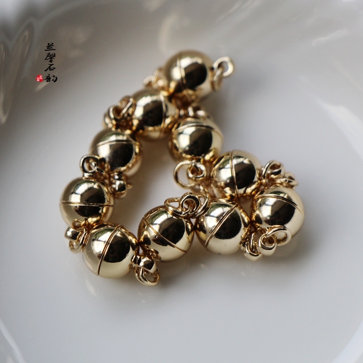 14K gold-packed color-preserving light gold magnet buckle necklace buckle diy handmade jewelry accessories material homemade bracelet necklace