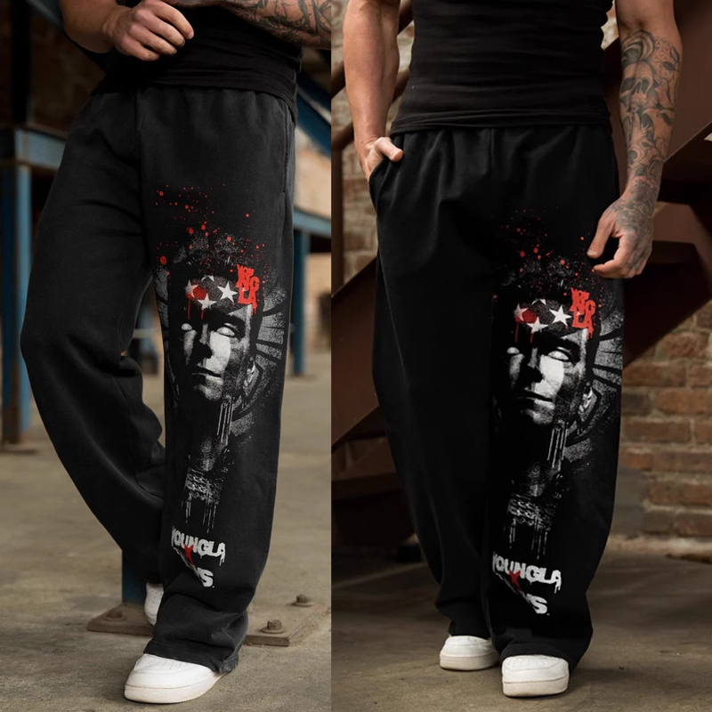 Youngla Men's Sports Pants Joggers Fitness Pants Cotton Running Training Casual Trendy Straight-Leg Sweatpants