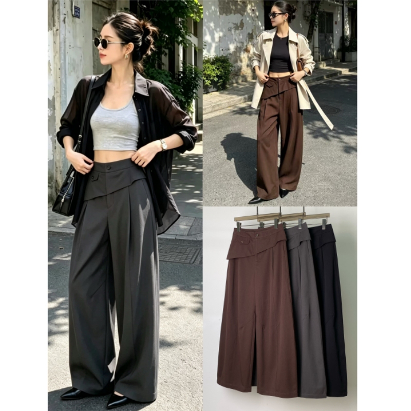 Shenzhen Yipin 2026 Early Autumn New Fashion High-Waisted Patchwork Loose Versatile Wide-Leg Casual Scimitar Pants for Women Shenzhen Yipin 2026 Early Autumn New Fashion High-Waisted Patchwork Loose Versatile Wide-Leg Casual Scimitar Pants for Women