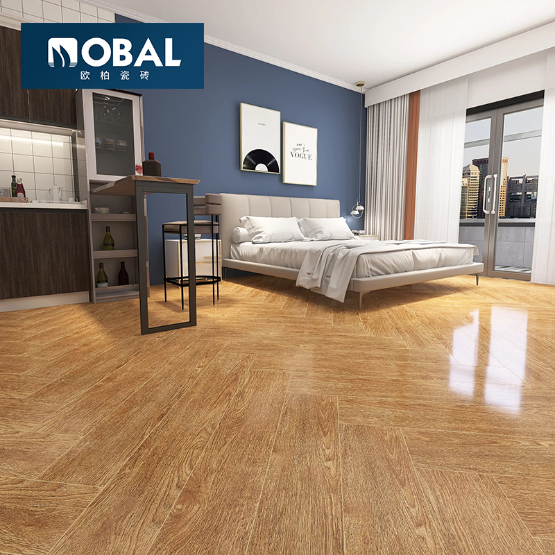 Wood grain brick imitation solid wood full porcelain ground floor brick bedroom living room modern minimalist anti-slip wood grain brick 200x1200