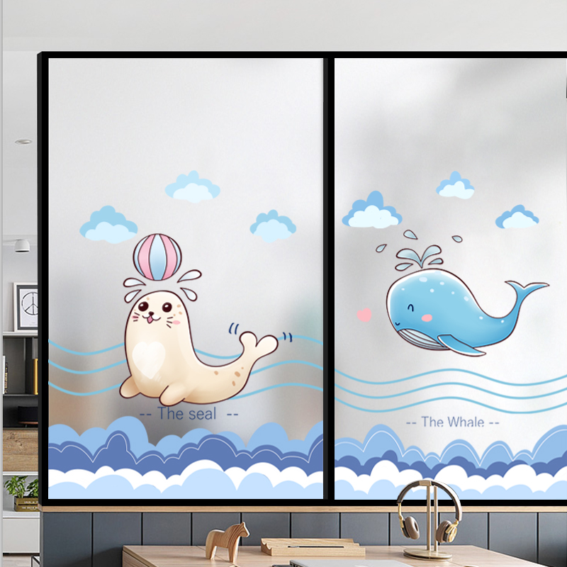 Cartoon Seal Windows Glass Stickers Makeup Room Bathroom Light Transmission Opaque Glass Adhesive Film Frosted Electrostatic Self-adhesive
