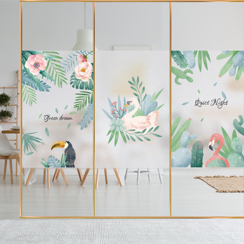 Window Glass Stickers Makeup Room Bathroom Static Glass Balcony Moving Doors Frosted Glass Cling Film Opaque Sunscreen