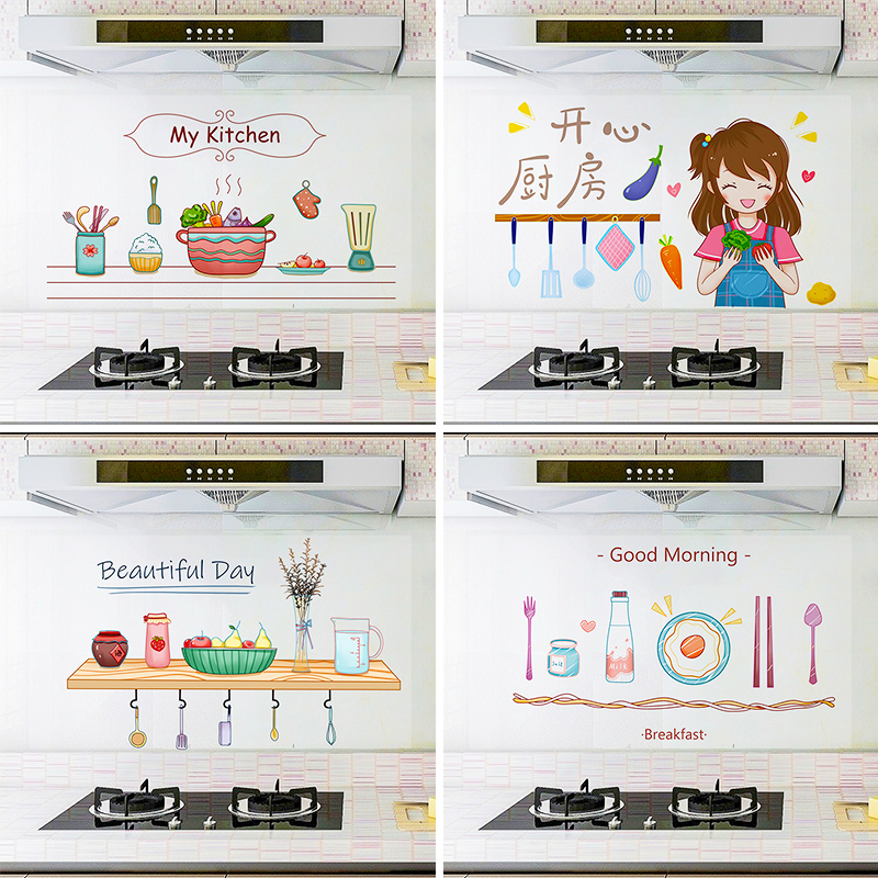 Kitchen oil-proof sticker Transparent wallpaper waterproof wall sticker Hood with high temperature resistant cabinet stove self-adhesive wallpaper decoration