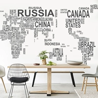 Карта на стену, самоклеющиеся обои, наклейки, английские буквы