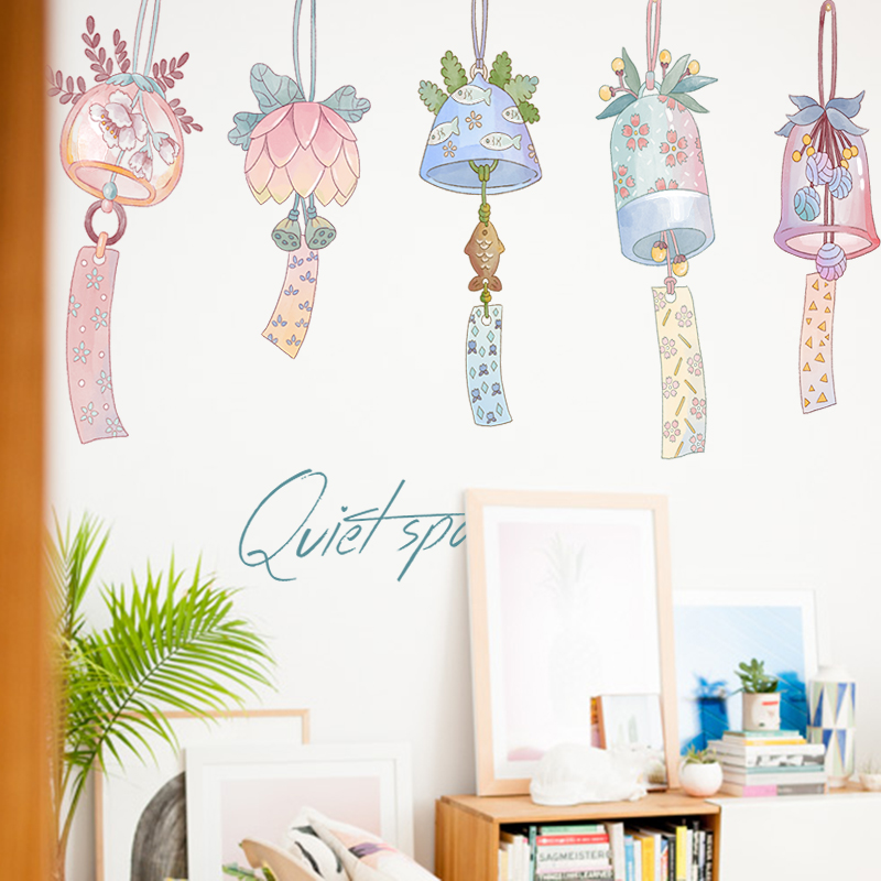 Small Fresh Creative Plant Wind Bells Wall Stickler Bedroom Room Bedside Cozy Wall Adornment Stickler Wallpaper Applid