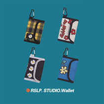 Ruosu Liangpin 2021 New hanging neck small coin wallet female ins short folding multi-layer student Korean cute