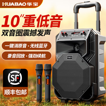 Square Dance Speaker Wireless Bluetooth Trolley Speaker Portable Mobile Outdoor Microphone Karaoke Home Use High Volume