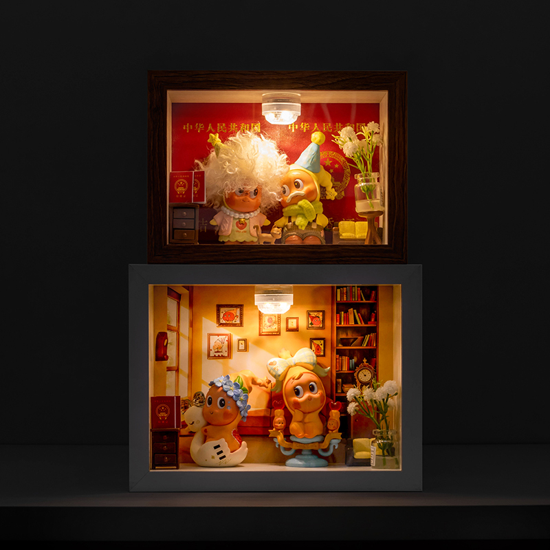 Star Man Heartbeat Blind Box Display Box Wedding Certificate Storage Photo Frame DIY Figurine Scenery Couple Gift