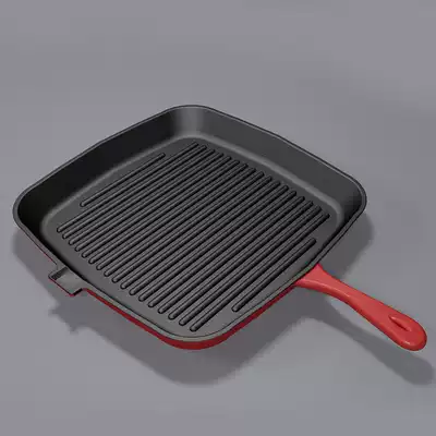Honglang enamel cast iron steak special frying pan Household Uncoated steak striped pan thickened non-stick pan