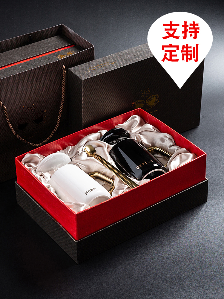 Valentine's Day gift Ceramic cup mug Couple cup pair cup Water cup Coffee cup with lid spoon custom LOGO