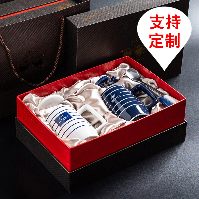 Ceramic Cup Mark Cup Coffee Cup Creative Mug Cup Lovers to cup striped cup with lid spoon custom-made