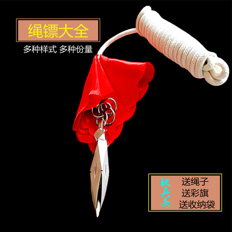 Martial arts rope dart stainless steel dart head meteor hammer pure cotton dart rope ring ring Shaolin training competition soft weapon meteor dart