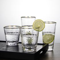 Japanese-style gold-edged hammer eye glass household heat-resistant water cup living room cup set tea cup beer cup juice cup