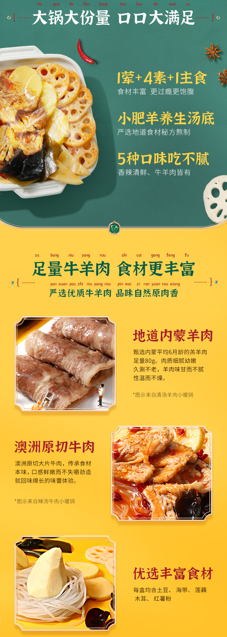 小肥羊 牛肉羊肉自煮小火锅 420g*2盒 图2