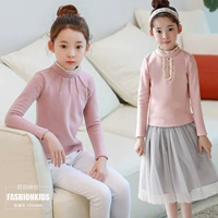 Áo sơ mi nữ trẻ em đáy lớn bé gái 12-15 tuổi cộng với áo thun nhung dài tay cho bé lớn cổ dày ấm áp nửa cao bên trong áo phông sành điệu cho bé trai