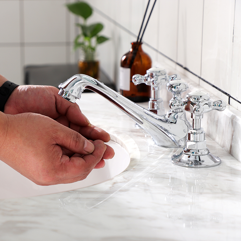 Meijing Neoclassical two-piece golden basin faucet Classic smoke bite shape pull water three-hole faucet