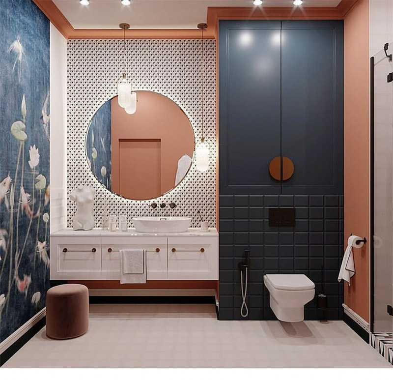 Beautiful Brass Nordic Jane drawing round mirror modern small household bathroom mirror mask shutdown INS red