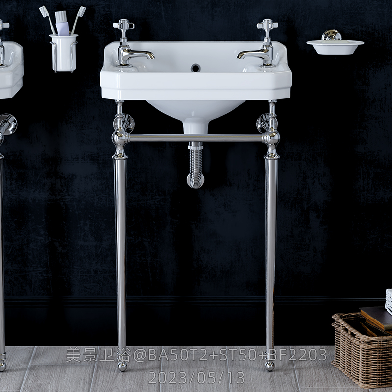 Beauty Export British single - hole double hole into wall faucet classical mini 50CM stent basin retro - landing stent