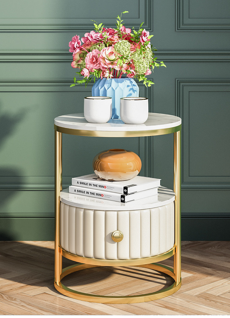 Nordic Marble Sides A Few Light Lavish Sofa Side Cabinet Corner Few with drawers Home Living room Small tea table Creative Nightstand Cabinet