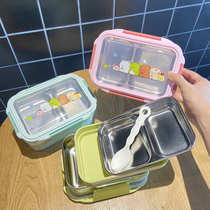 Student Lunch Box Cartoon Cute Insulation Case Stainless Steel Children lunch box convenient to work outside with fruit box