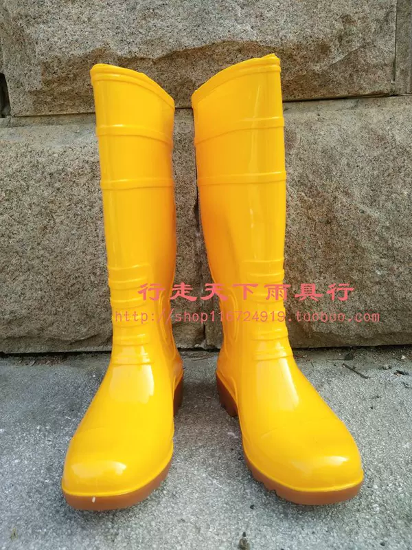 Ủng đi mưa chống axit và kiềm, ủng đi mưa cao cổ dày chống trượt cho nam, giày đi mưa bảo hộ màu vàng, bảo hộ lao động công nghiệp và khai thác mỏ mua ủng bảo hộ